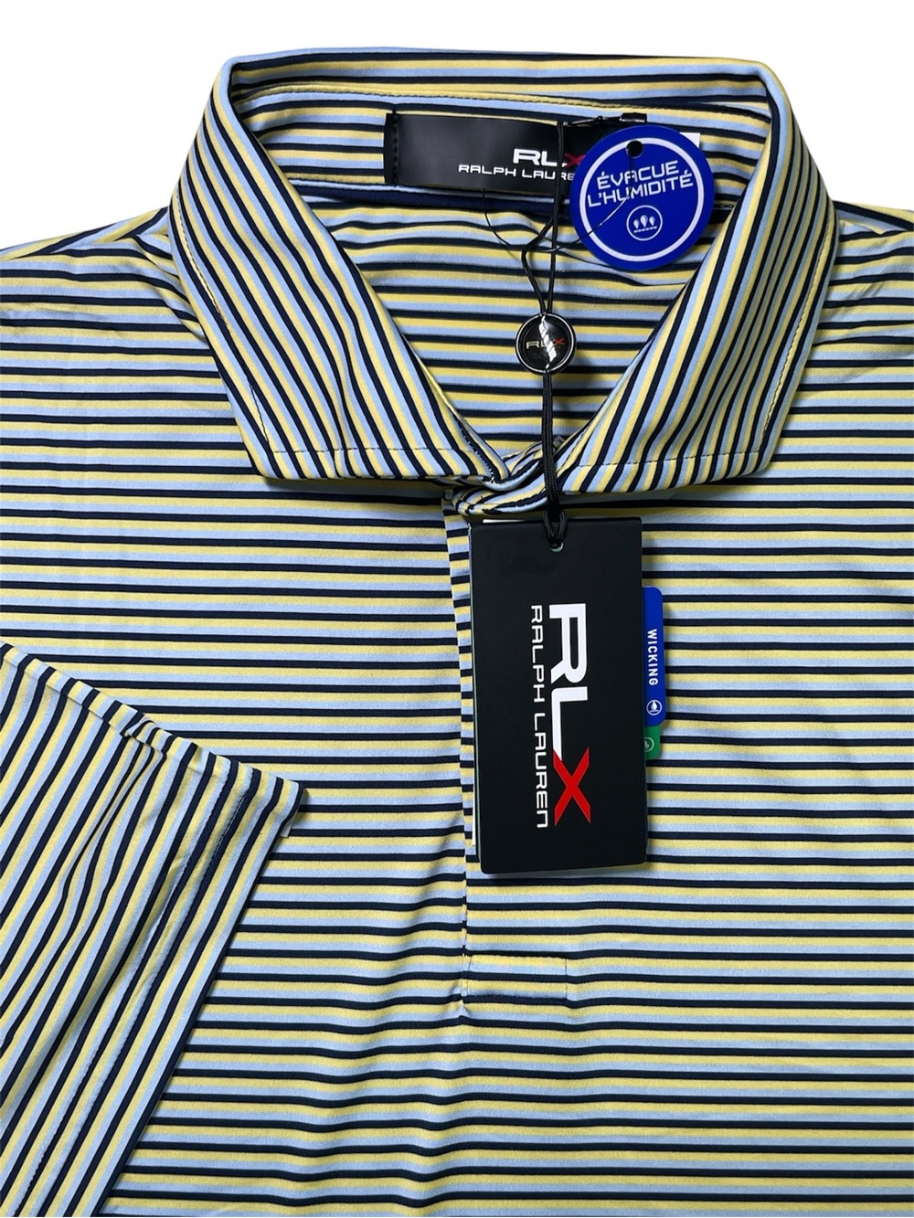 NWT Ralph Lauren Polo RLX Golf Polo Shirt Men’s Medium M Yellow Striped